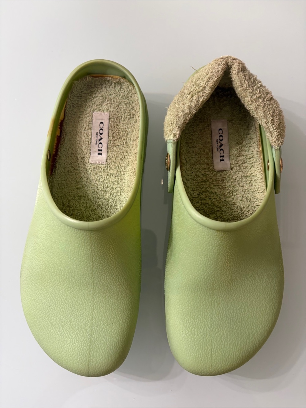 Coach Kids' Light Green Slip-On Clogs with Terry Lining 8